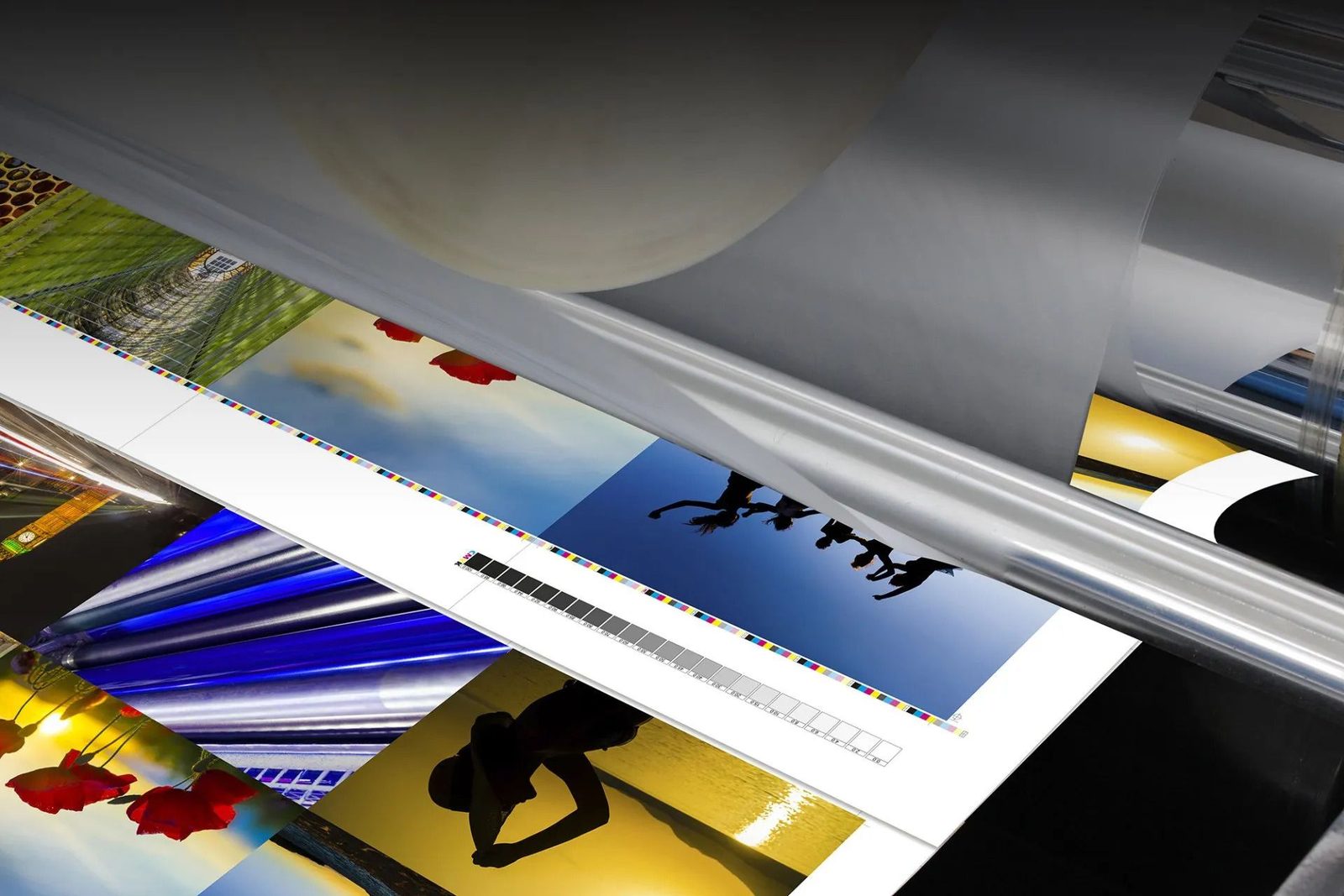 Sheet coming off the press · print example